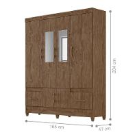 Conjunto Guarda Roupa Com Espelho E Cômoda Gokyo Castanho Wood - 11