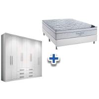 Cama Box Casal + Colchão Freedom Ortobom + Guarda Roupa Master 8.6 Branco - 1