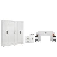 Jogo De Quarto De Casal Completo Bona Branco - 1