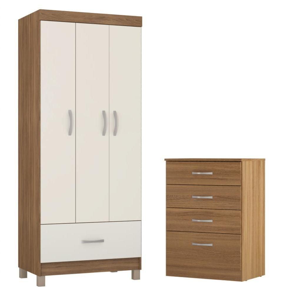 Conjunto Quarto Guarda Roupa E Comoda Jones Amendola Off-white - 1