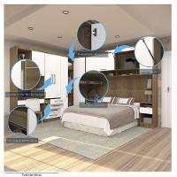 Quarto De Canto Casal Com Guarda Roupas Cabeceira E Bancada Home Office Paris Luciane Móveis Avelã Pf Com Branco Pf - 3