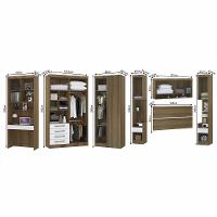 Quarto De Canto Casal Com Guarda Roupas Cabeceira E Bancada Home Office Paris Luciane Móveis Avelã Pf Com Branco Pf