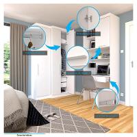 Quarto Home Office Com Guarda Roupas E Bancada De Estudos Alpes Luciane Móveis Branco Pf Com Branco Pf - 3