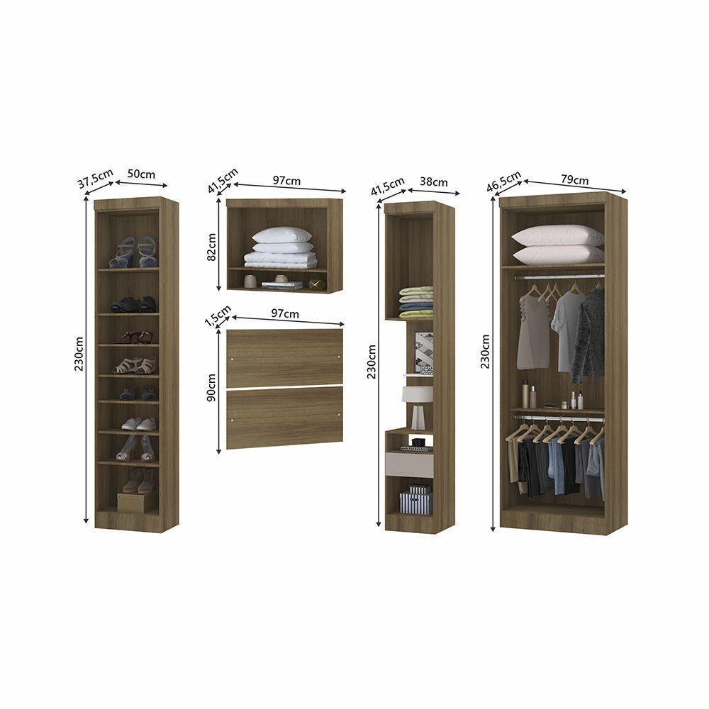 Quarto De Solteiro Com Guarda Roupas E Mesa De Cabeceira Paris Luciane Móveis Avelã Pf Com Cinammon Pf - 4