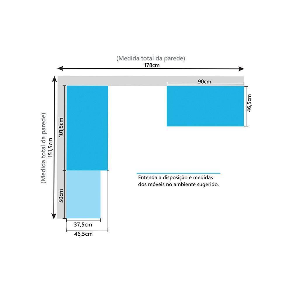 Quarto Home Office Com Guarda Roupas E Bancada De Estudos Alpes Luciane Móveis Branco Pf Com Cinammon Pf - 2