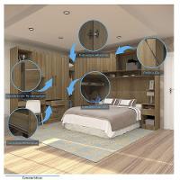 Quarto De Canto Casal Com Guarda Roupas Cabeceira E Bancada Home Office Paris Luciane Móveis Avelã Pf Com Avelã Pf - 3