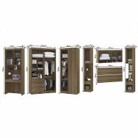 Quarto De Canto Casal Com Guarda Roupas Cabeceira E Bancada Home Office Paris Luciane Móveis Avelã Pf Com Avelã Pf