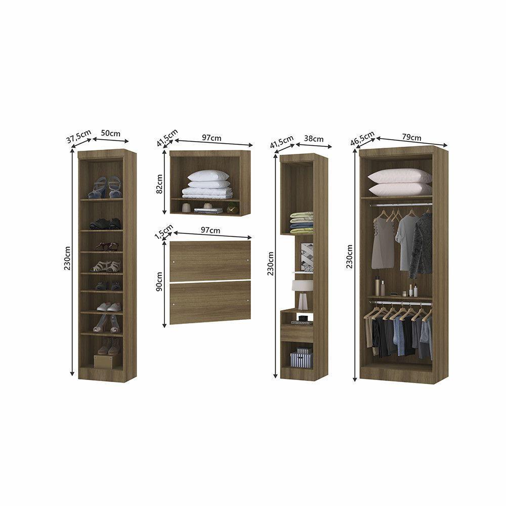 Quarto De Solteiro Com Guarda Roupas E Mesa De Cabeceira Paris Luciane Móveis Avelã Pf Com Avelã Pf - 3