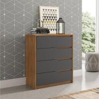 Conjunto Quarto Guarda Roupa Com 2 Espelhos E Comoda Napolis Amendola Grafito - 2