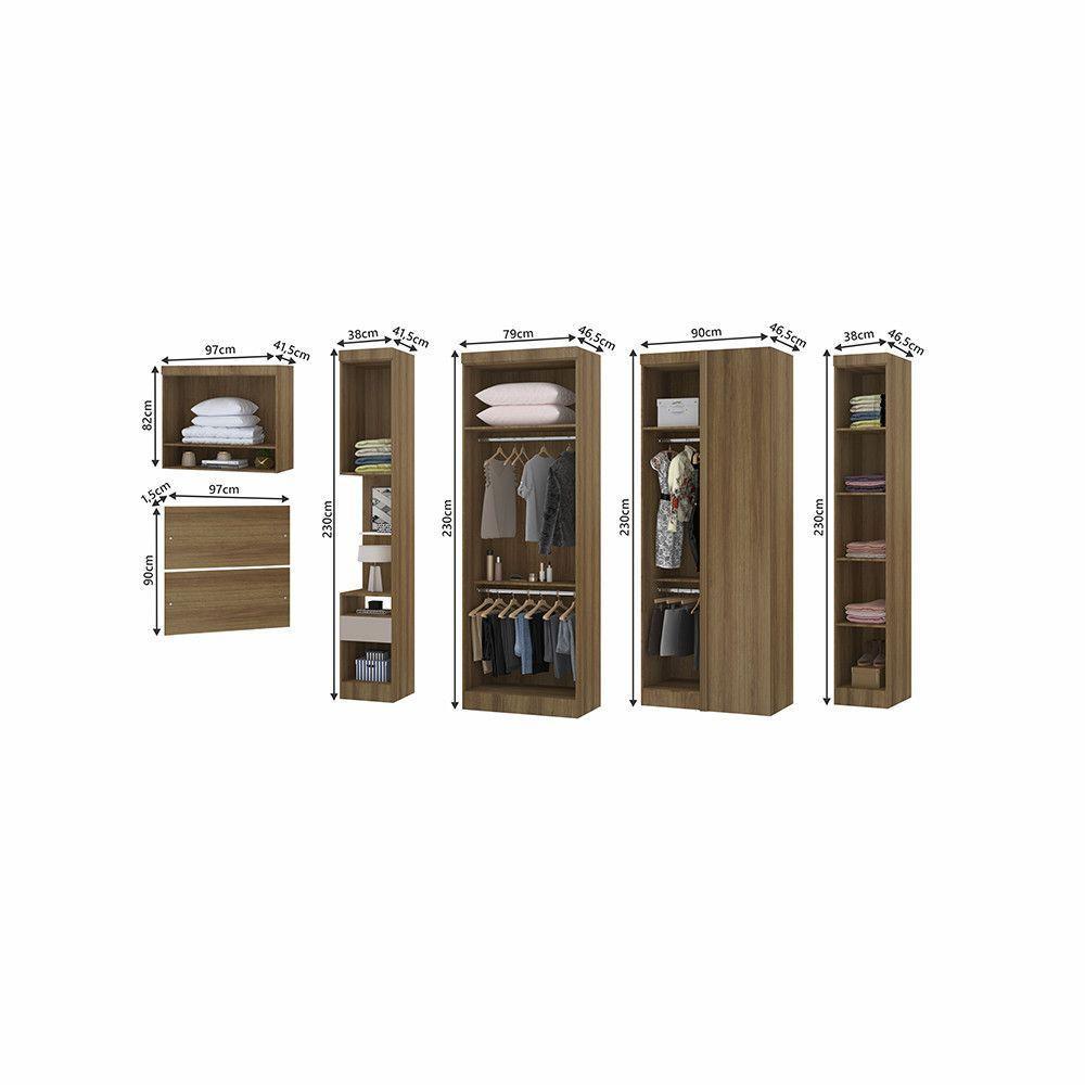 Quarto De Canto Solteiro Com Guarda Roupas Cabeceira E Mesa De Cabeceira Paris Luciane Móveis Avelã Pf Com Cinammon Pf - 4