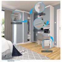 Quarto Home Office Com Guarda Roupas E Bancada De Estudos Alpes Luciane Móveis Branco Pf Com Grey Sky Pf - 3