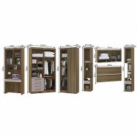 Quarto De Canto Casal Com Guarda Roupas Cabeceira E Bancada Home Office Paris Luciane Móveis Avelã Pf Com Cinammon Pf