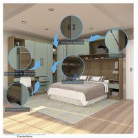 Quarto De Canto Casal Com Guarda Roupas Cabeceira E Bancada Home Office Paris Luciane Móveis Avelã Pf Com Verde Pf - 3