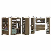 Quarto De Canto Casal Com Guarda Roupas Cabeceira E Bancada Home Office Paris Luciane Móveis Avelã Pf Com Verde Pf