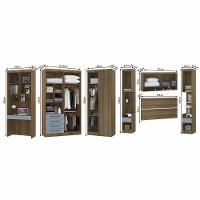 Quarto De Canto Casal Com Guarda Roupas Cabeceira E Bancada Home Office Paris Luciane Móveis Avelã Pf Com Grey Sky Pf