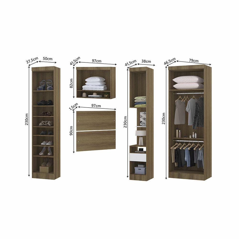 Quarto De Solteiro Com Guarda Roupas E Mesa De Cabeceira Paris Luciane Móveis Avelã Pf Com Branco Pf - 4