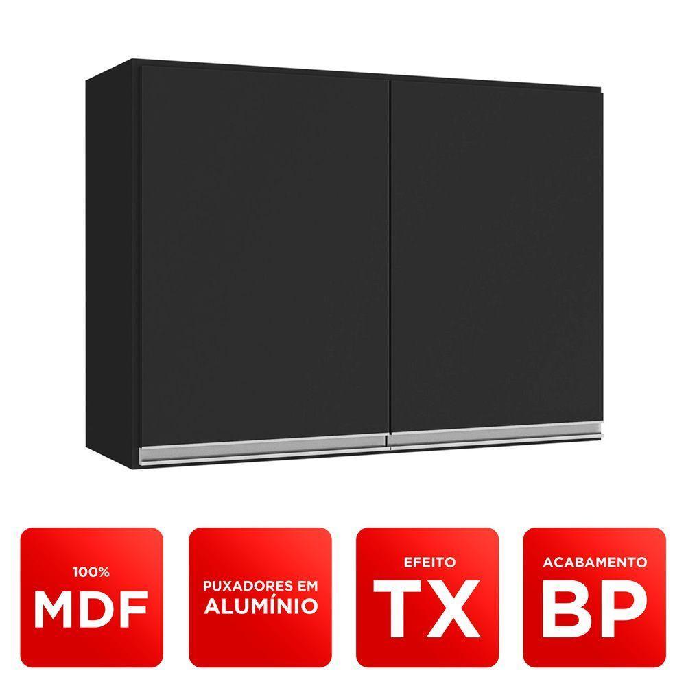 Kit área De Serviço E Lavanderia Com 02 Armários Aéreo 80cm E 60cm 100% Mdf Preto - Abmaza - 5