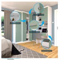 Quarto Home Office Com Guarda Roupas E Bancada De Estudos Alpes Luciane Móveis Branco Pf Com Verde Pf - 3