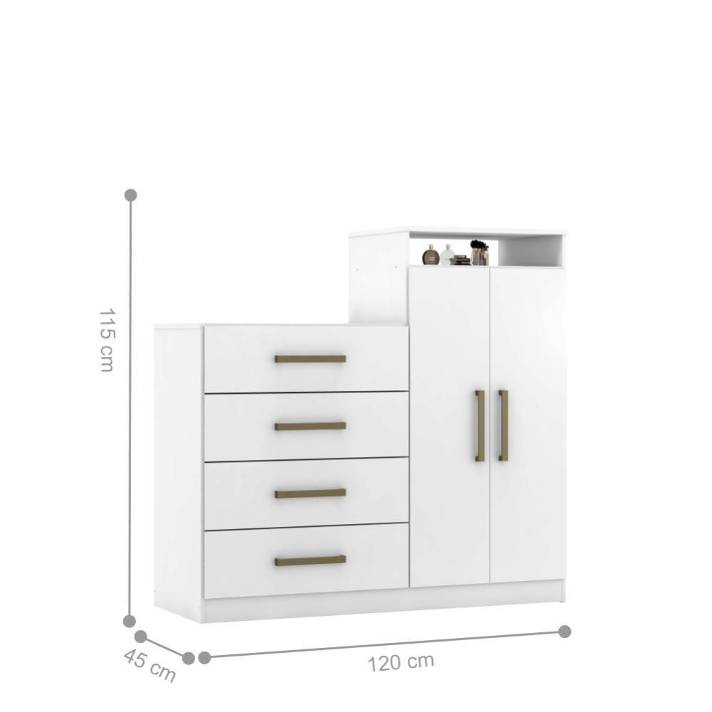 Jogo De Quarto Roupeiro E Comoda Bona Branco - 3