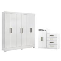 Jogo De Quarto Roupeiro E Comoda Bona Branco - 1