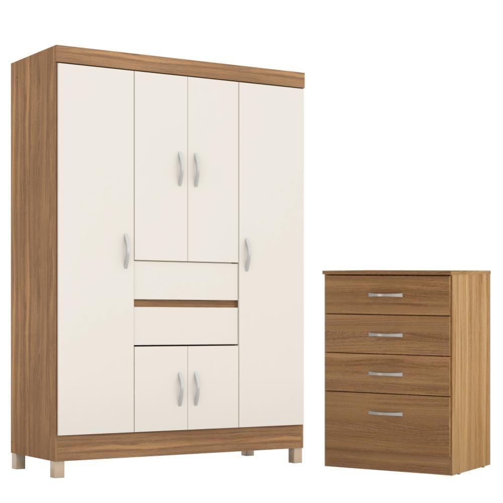 Jogo De Quarto Roupeiro E Comoda Dresden Amendola Off-white - 1