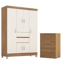 Jogo De Quarto Roupeiro E Comoda Dresden Amendola Off-white - 1
