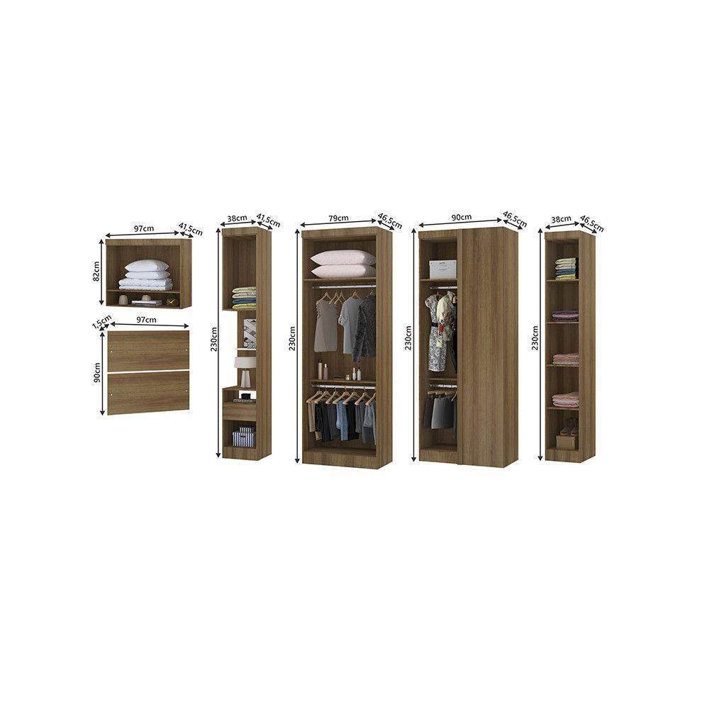 Quarto De Canto Solteiro Com Guarda Roupas Cabeceira E Mesa De Cabeceira Paris Luciane Móveis Avelã Pf Com Avelã Pf - 3