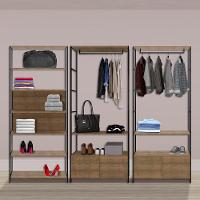 Quarto Modulado Closet 3 Módulos Estilo Industrial Steel Quadra Vermont Base Preto - Artesano - 6