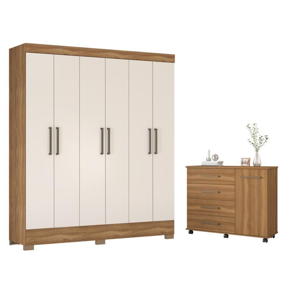 Jogo De Quarto Roupeiro E Comoda Vicente Amendola Off-white - 1