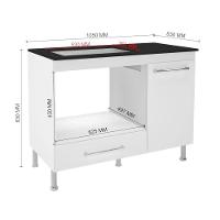 Balcão Para Cooktop 105cm Indekes 6086-491 Branco Com Preto - 3