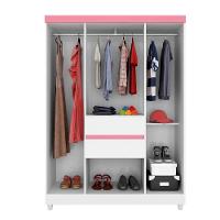 Jogo De Quarto Roupeiro E Comoda Dresden Branco Rosa - 7