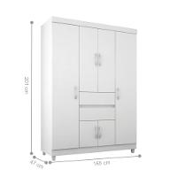 Jogo De Quarto Roupeiro E Comoda Dresden Branco Rosa - 13