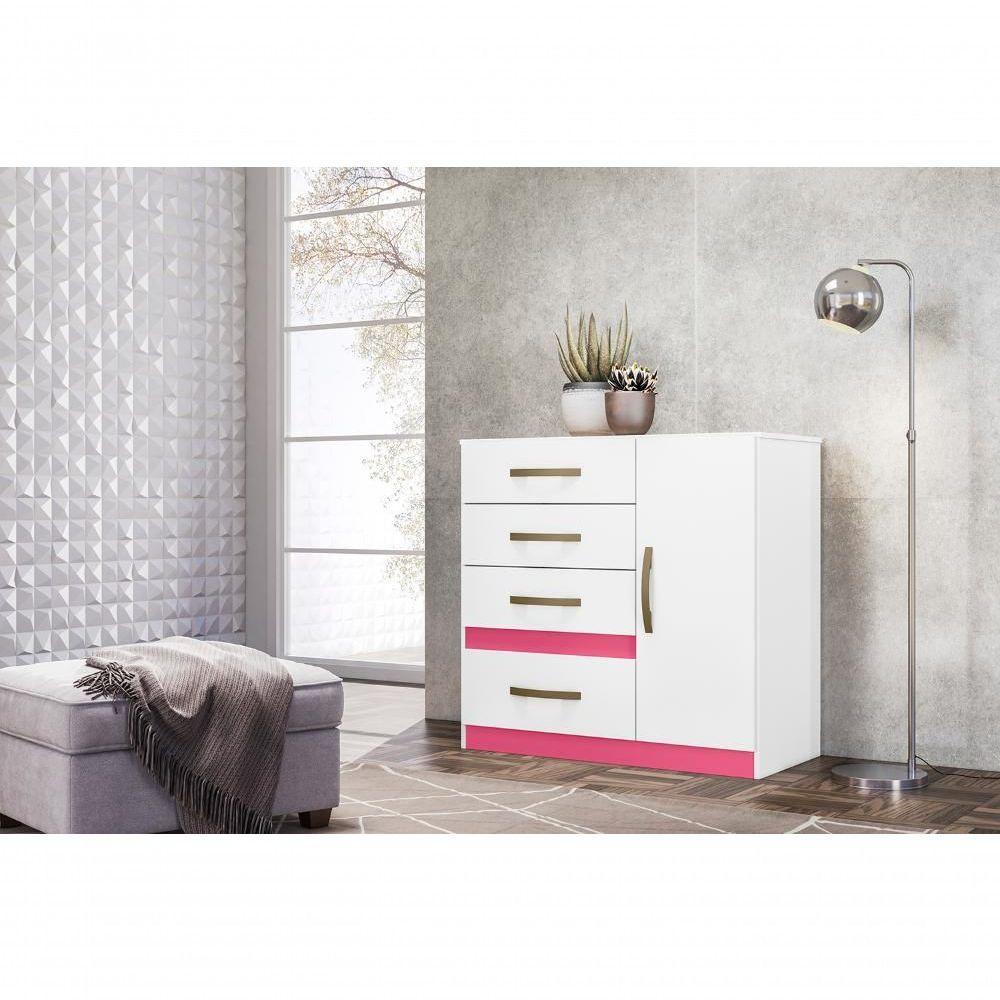 Jogo Gaveteiro E Roupeiro Taiti Branco Rosa Azul Lilás - 6