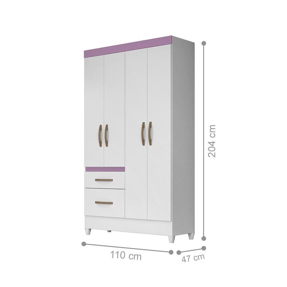 Jogo Gaveteiro E Roupeiro Taiti Branco Rosa Azul Lilás - 7