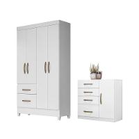 Jogo Gaveteiro E Roupeiro Taiti Branco Rosa Azul Lilás - 1