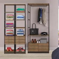 Quarto Modulado Closet 8 Gavetas Estilo Industrial Steel Quadra Vermont Base Preto - Artesano - 5