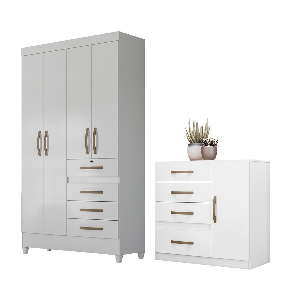 Jogo Gaveteiro E Roupeiro Tulum Branco Rosa Azul Lilás - 1