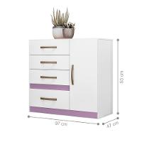 Jogo Gaveteiro E Roupeiro Tulum Branco Rosa Azul Lilás - 2