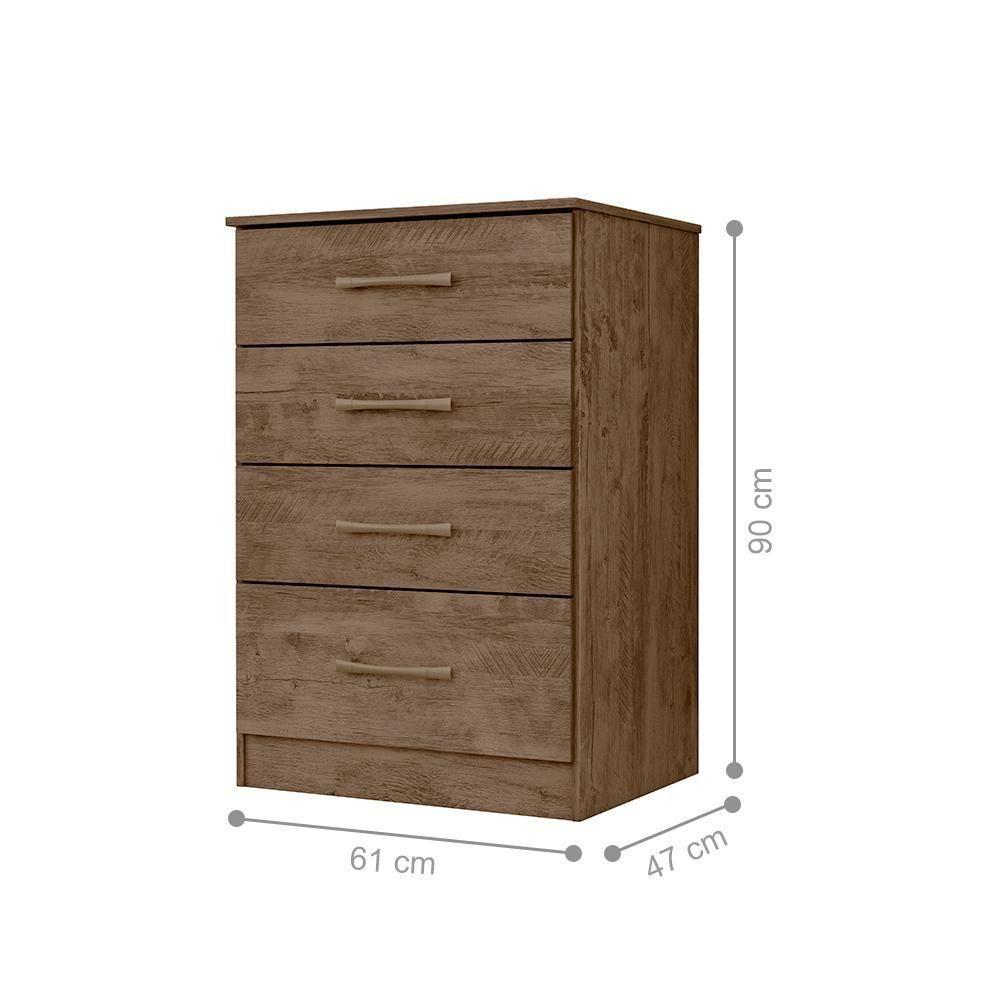 Jogo Gaveteiro E Roupeiro Guilin Com Espelho Castanho Wood - 2