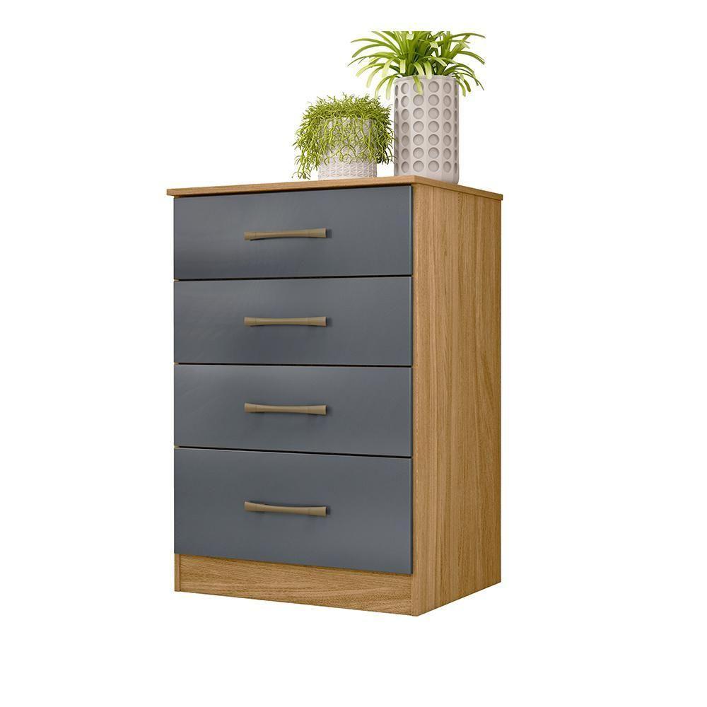 Jogo Gaveteiro E Roupeiro Guilin Com Espelho Freijó Cinza - 3