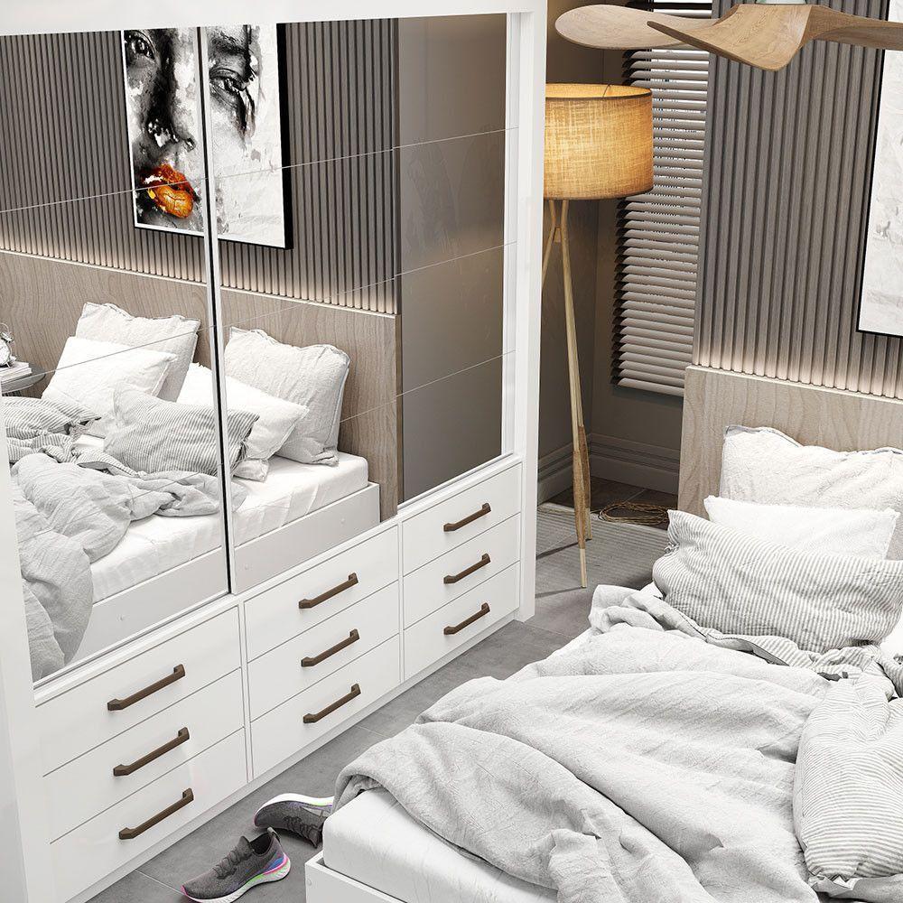 Quarto Completo Casal Anjos Sapateira 2 Portas E Cama Branco - 3