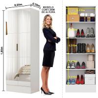 Quarto Completo Casal Anjos Sapateira 2 Portas E Cama Branco - 6