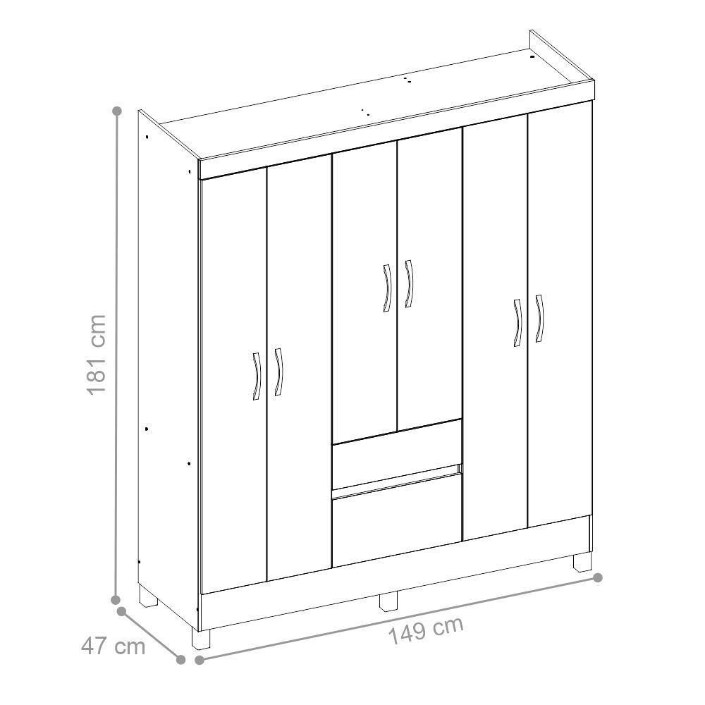 Jogo De Quarto Roupeiro E Comoda Bremen Branco - 5