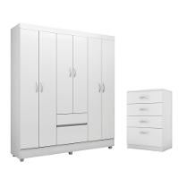 Jogo De Quarto Roupeiro E Comoda Bremen Branco - 1