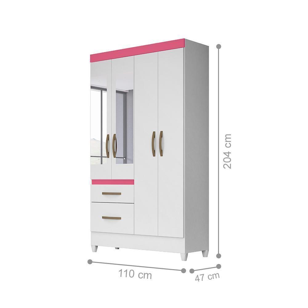 Jogo Gaveteiro E Roupeiro Taiti Com Espelho Branco Rosa Azul Lilás - 6