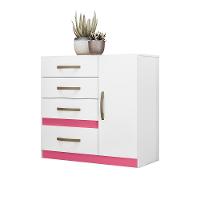 Jogo Gaveteiro E Roupeiro Taiti Com Espelho Branco Rosa Azul Lilás - 7