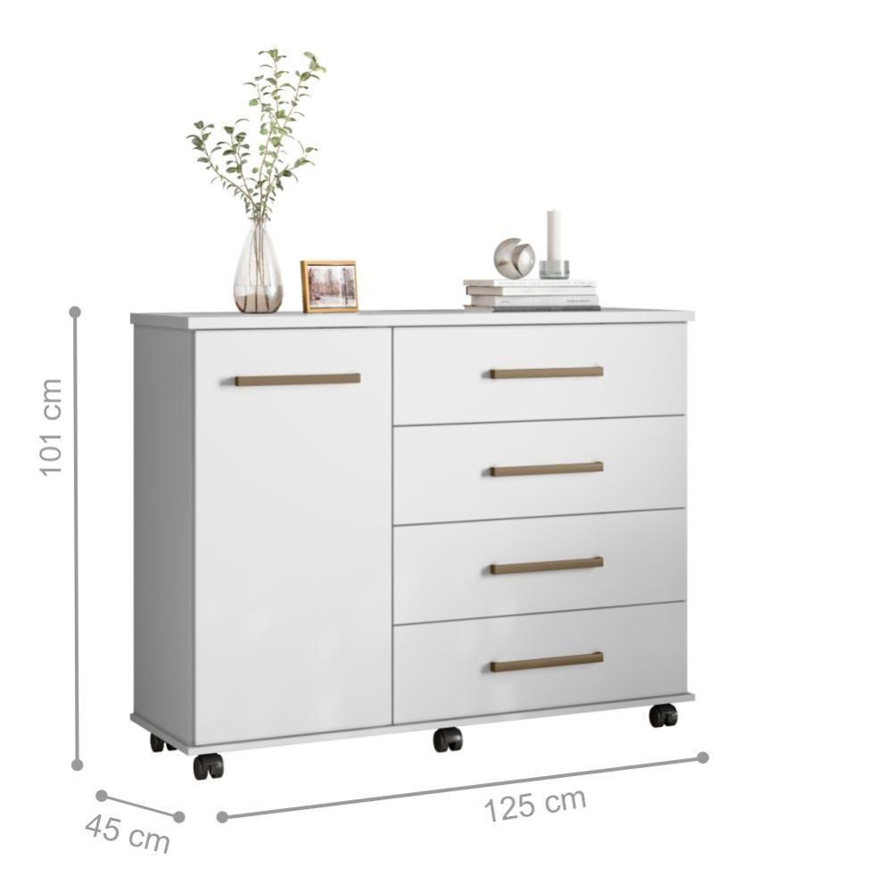 Jogo De Quarto Roupeiro E Comoda Agatha Branco - 6