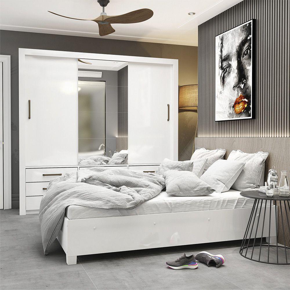 Quarto Completo Com Cama De Casal Anjos Plus Branco - 8