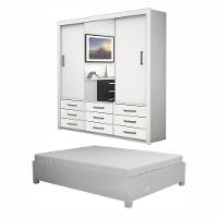 Quarto Completo Com Cama De Casal Anjos Plus Branco - 7