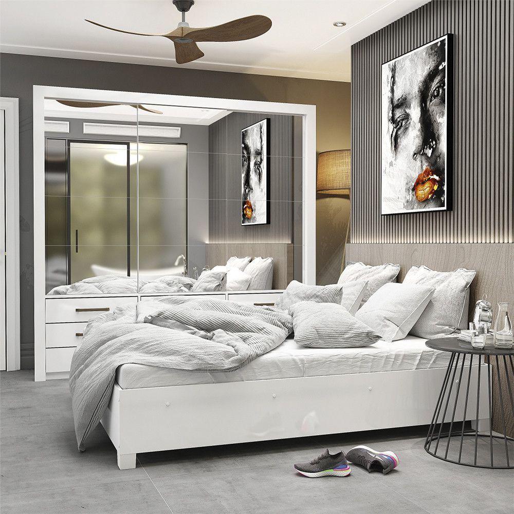 Quarto Completo Casal Anjos Premium E Cama De Casal Branco - 8